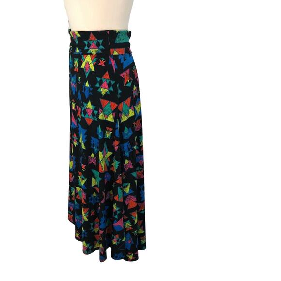LuLaRoe Women’s Slinky Midi Skirt Hi Low Flare Geometric Black Size Small - Picture 6 of 7
